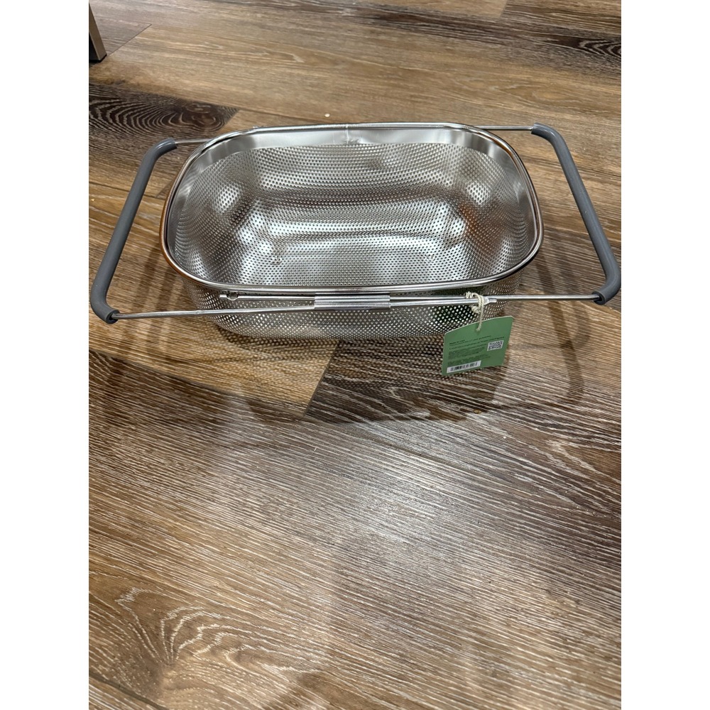 Figmint Over-the-Sink Stainless Steel Colander 7qt Expandable Silver Grey